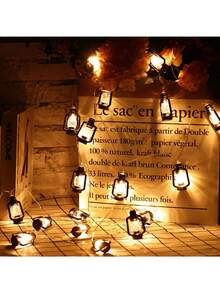 1串9.84英尺/3米20LED黑色煤油灯LED灯串，迷你煤油灯装饰，干电池供电，万圣节装饰灯，室内外庭院装饰灯，婚礼派对生日装饰灯，中东节日装饰灯 - 暖白光 - 查看 5