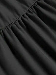 Flowy Tiered Ruffle Hem Skirt For Women Vacation - Black - View 4