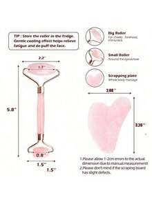 1pc Face & Body Gua Sha Tool Set – Roller, Scraping Board, Massage Kit, Available In Pink/White - 粉色 - 查看 6