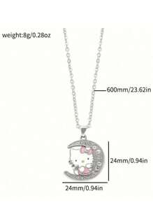 Set di 2 pezzi di gioielli di alta qualità scintillanti in argento - Collana con pendente di Hello Kitty e braccialetto "Love", regalo di San Valentino di per la fidanzata, autorizzato da Sanrio