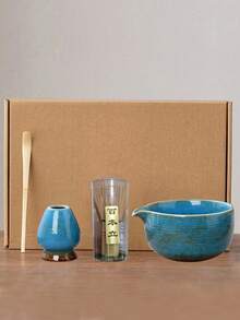 1 件/4 件陶瓷抹茶茶具套装，包括抹茶碗、抹茶搅拌器、抹茶杯、抹茶勺，用于抹茶准备、甜点、饮料、日式礼盒、宋代抹茶搅拌工具套装、节日礼物套装返校