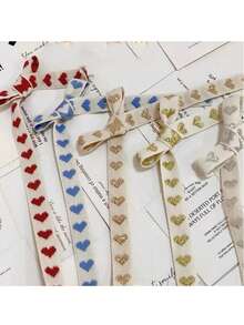 1 pieza de cinta de rizo de algodón con estampado de corazón, 3 tamaños para ramos de flores, envoltura de pasteles y regalos, manualidades DIY