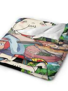 Studio Blanket Ghiblis Anime Flannel Blanket For Girls Boys Anime Gifts Throw Blanket Cozy Plush Flannel Fleece Print Blankets Double-Layer Blanket Lightweight Fuzzy For Bed Decor 50x40inch