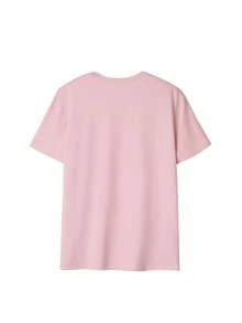 Camiseta Manga Corta Cuello Redondo Estampado Flores Mosaico Mujer - Rosa - Ver 3