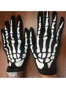 1pair Claw Gloves - Skeleton Hand Design Halloween Costume, Pull-On Closure For Cycling, Skiing, Costume Parties - Cold Weather Gloves For Men & Women (Halloween, Valentine's, Easter) - Spooky Gothic Accessories, Halloween Clothes
