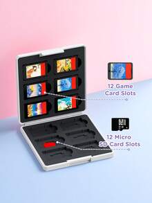 1 Pieza Estuche para 12 tarjetas de juego para /Switch 2 (2025), compatible con tarjetas de juego y tarjetas Micro SD, caja de almacenamiento portátil de carcasa dura con recubrimiento de silicona suave - Blanco - Multicolor - Ver 3