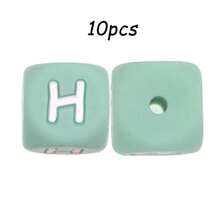 10件/26件，12毫米，绿色字母硅胶珠（A-Z）可用于DIY节日氛围|钥匙扣|背包挂件等，也可用作创意手链等