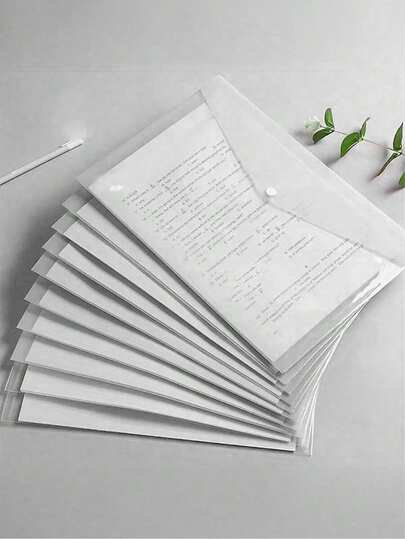 10/8/5/3/1 Stück A4 Polypropylen Aktenordner, moderne transparente Dokumententaschen mit Druckknöpfen, strapazierfähige wasserdichte PP Dokumententaschen, geeignet für Studenten und Bürogebrauch