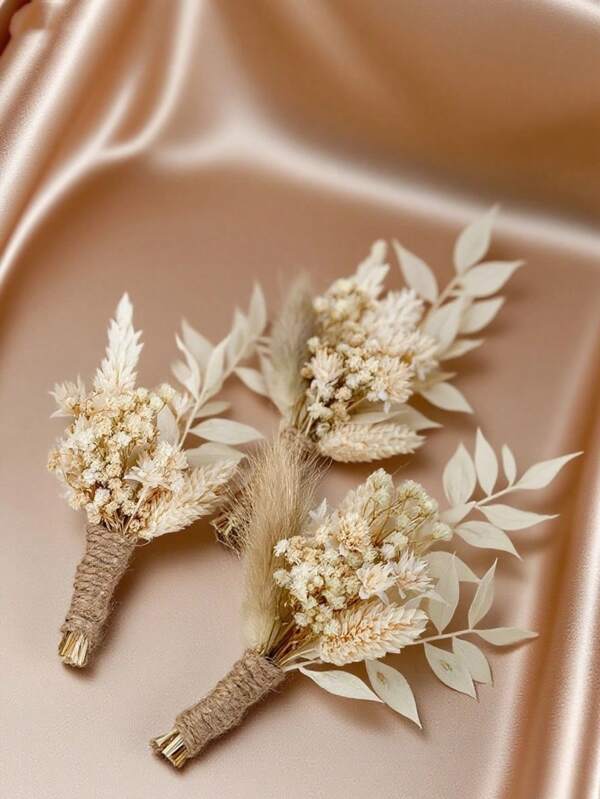 مجموعة بوهيمية من الزهور الجافة البسيطة ، ترتيبات زهور صغيرة في زجاجات ، ديكورات للطاولة ، هدايا بصندوق الحرف ، ديكور الخريف