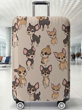 Tapa flexible para maleta de 18-32 pulgadas con patrón de perro y pez, adecuada como protector contra arañazos, protector contra el polvo y accesorios de viaje, de vuelta a la escuela, útiles escolares, bolsa de compras con descuentos de vuelta a la escuela, accesorios escolares y cosas de la escuela