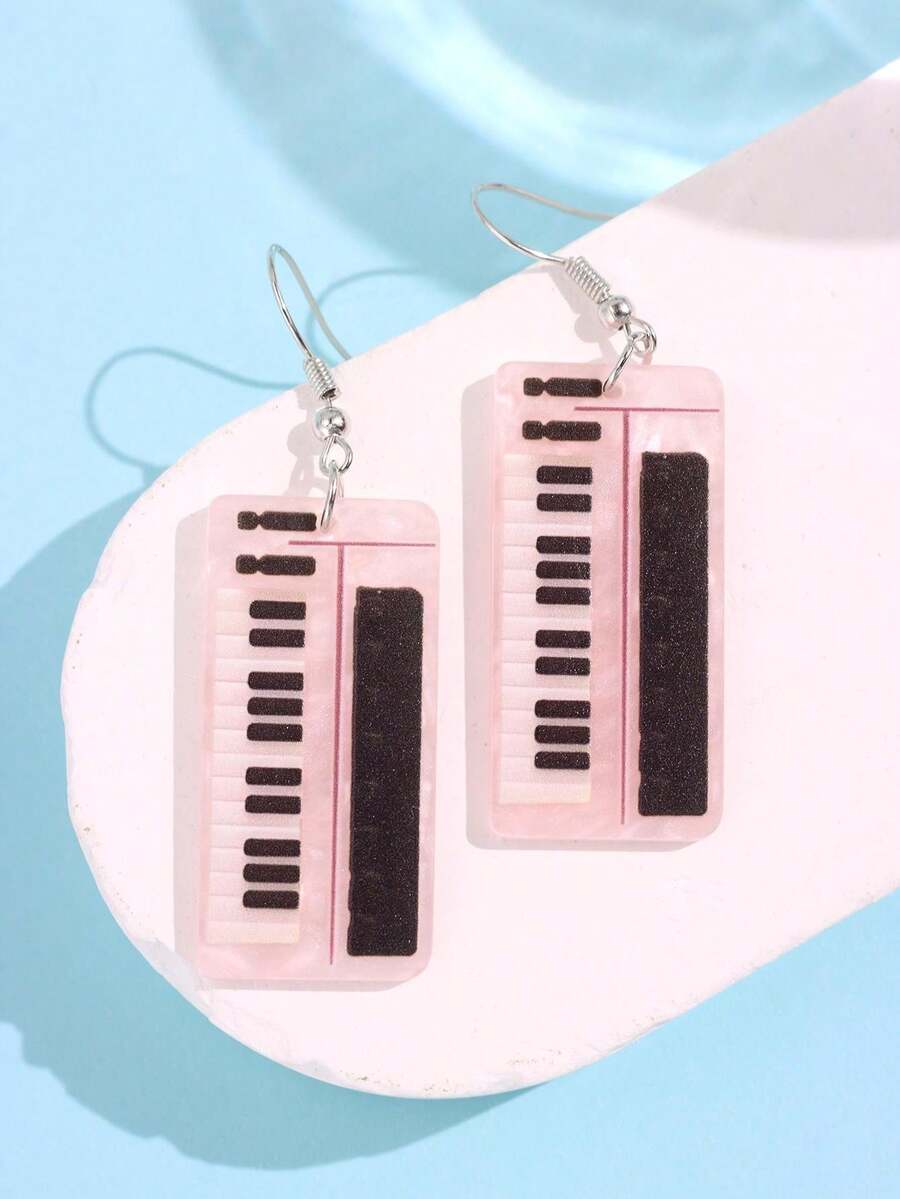 1 对女士可爱纸盒键盘设计耳环，创意闪亮派对珠宝
