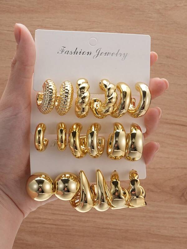 6-18pcs Geometric Circle Pattern Earrings, Suitable For Daily Wear And As Gifts For Relatives And Friends On Holidays