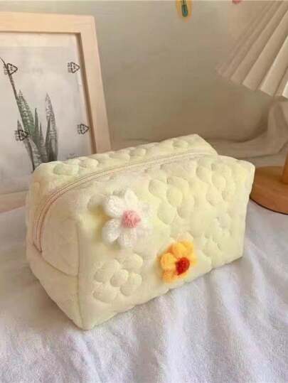 Flower Pattern Storage Pouch, Soft Multifunctional Cosmetic Bag, Large Capacity Stationery Box, Makeup Brush Holder, Travel Toiletry Bag,Christmas Gifts,Pouch,Travel,Gifts For Women,Women's Necessaire,Travel Essential,Pouch,Clutch / Small Handbag,Necessaire,Makeup Organizer,Makeup Organize,Pouch,Brush Holder,Mini Pouch,Large Capacity Pouch,Gifts For Women,Christmas Gifts,Gift Ideas For Women