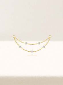 1 件双链 925 纯银耳环女士复古耳环配饰礼物送给她婚礼派对返校季 - 金色 - 查看 7