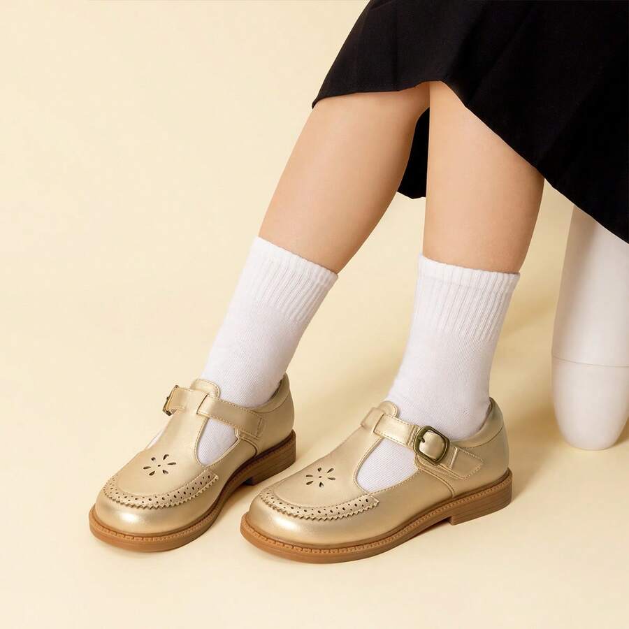 Girls Mary Jane Ballet Flats – School Uniform Dress Shoes For Toddler & Little Girls(Back To School Shoes) - 金色 - 查看 1