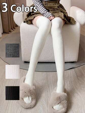 1 Pair Women's Over-The-Knee Socks, Fashionable Thigh High Stockings For Everyday Wear, Suitable For Autumn/Winter