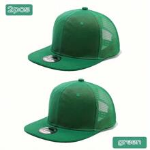 2 件装卡车司机平檐网眼棒球帽，男士夏季大头围，深檐外观最小化，嘻哈街舞帽，春秋季