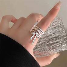 1 件独特的蝴蝶结丝带开放式设计女士戒指，适合日常佩戴和派对，时尚女士配饰 - 蝴蝶型 - 查看 2