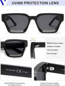 Thick Square  Retro Chunky Rectangle  Protection - C2.5 - Matt Black - View 10