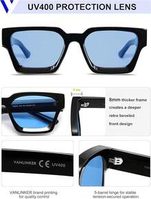 Thick Square  Retro Chunky Rectangle  Protection - 2 pièces - Noir + Noir / Bleu - Voir 10