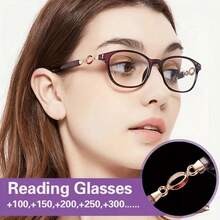 Elegant 3-In-1 Progressive Multi-Focal Reading Glasses For Women - Anti-Blue Light, +1.00 To +4.00 Diopters Increase, Adjustable Full-Frame Oval Design, Mixed Material Of PC And Polycarbonate, Fashionable And Durable, Suitable For Digital Screens And Reading, Multi-Functional Vision Assistance, Anti-Blue Light Lenses, High-Quality Lenses, For Office Workers Only - 紅色的 - 查看 3