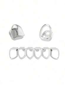 一套镂空上口和全镂空嘻哈牙套，派对俱乐部装饰，情人节礼物，男女通用，可调节，母亲节礼物 - 彩色 - 查看 3