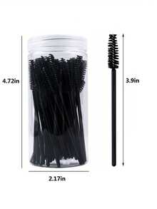 500/300/200/100/50/10/1pc Mascara Brushes With Container, Bendable Eyebrow Brushes, Eyelash Extension Brushes, Eyebrow Brushes, Castor Oil Brushes (Not All SKUs Include Bottle) (Multiple Colors Available) - Black - View 3