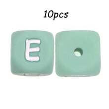 10件/26件，12毫米，绿色字母硅胶珠（A-Z）可用于DIY节日氛围|钥匙扣|背包挂件等，也可用作创意手链等