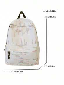 School Backpack, Students Bookbag, Campus Bag, College Style, Campus Bag, Back To School, Rucksack, Backpack For Middle/High School Girls, Indie Style, Aesthetically Design, Backpack For Female University Students - Multicolor - View 11