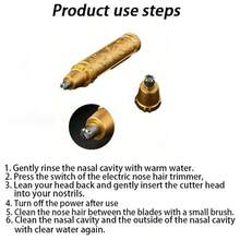 Men's Ear & Nose Hair Trimmer, 360° Rotary Dual Blade Electric Shaver, Professional Ear & Nose Hair Removal, Face Hair Removal, Battery Capacity: 400mAh - Gold - View 8