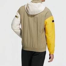 Adidas Chaqueta deportiva NEO para hombre, con cuello alto, tejido en bloques de color, resistente al viento, deportiva e informal - Multicolor - Ver 4