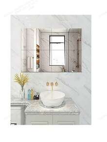 4pcs Adhesive Dorm Makeup Mirror, High Definition Frameless Splicing Wall Mounted 2mm Acrylic Mirror Tiles, Suitable For Bedroom, Bathroom, Dorm, 20*20cm - Multicolor - View 4