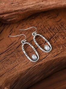 1 Pair Bohemian Style Vintage Simple Hollow Line Elliptical Geometric Pendant Earrings, Personalized Elegant Holiday Party Earrings, Gift