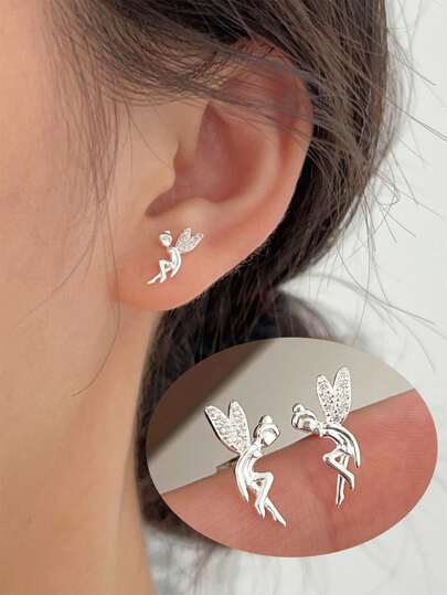 GAGAFEEL 1 Pair Of Exquisite, Small, Personalized Design S925 Sterling Silver  Women's Earrings, Suitable For Gift Giving And Daily Wear