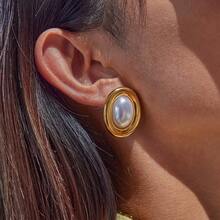 S SHOPBOHO 1 对不锈钢高品质高级镀金几何耳环水晶耳钉个性珠宝 - 幾何形狀 - 查看 8