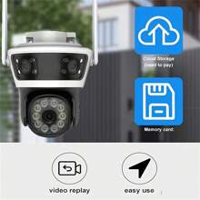 Cámara inteligente de tres en uno, una cámara de seguridad inalámbrica WiFi de 2.4G con tres lentes, función de disparo panorámico de 360°, visión nocturna, detección de movimiento, comunicación bidireccional, monitoreo remoto móvil, rotación PTZ, vigilancia inalámbrica de alta definición ajustable, adecuada para estacionamientos, empresas y hogares.