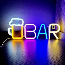 1 pezzo Luce a LED a forma di lettera "Bar", lampada alfabeto a luce bianca calda, combinazione di parole DIY BAR adatta per bar, taverna, festa, compleanno, campeggio, zona pranzo, corridoio, dormitorio, camera da letto, spuntino notturno, ristorante e scene di festa, decorazione per San Valentino, Festa della Mamma, Ognissanti, Natale e altre vacanze - funzionamento a batteria (batterie non incluse)