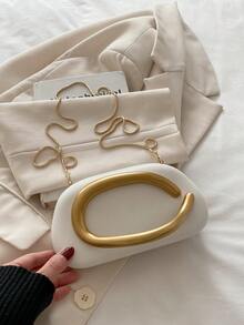 Embrague de piel de PU negra - Ideal para el Día de San Valentín, cómodo y de moda, bolso de mano con estilo, opción de regalo personalizada, accesorio imprescindible para 2025, estilo distintivo adecuado para varias ocasiones, calidad lujosa, precio asequible - Blanco - Ver 8