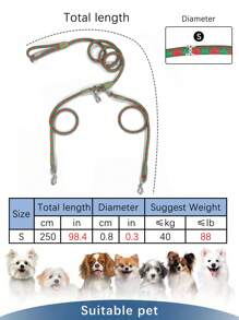 1pc Nylon Material 2-Way Glow-In-The-Dark Pet Leash, Double-Ended Dog Walking Leash Frees Up Hands For Jogging & Walking, Suitable For 2 Pets