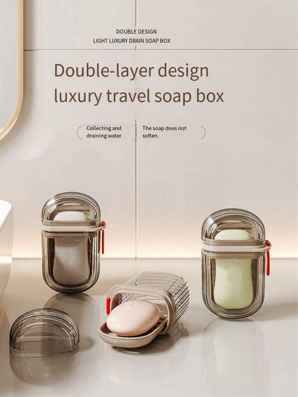 1PC, Travel Portable Mini Soap Box, Sealed Drain Soap Box With Lid, Suitable For Travel