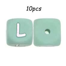 10件/26件，12毫米，绿色字母硅胶珠（A-Z）可用于DIY节日氛围|钥匙扣|背包挂件等，也可用作创意手链等