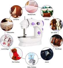 Mini máquina de coser portátil para el hogar, máquina de coser de prendas recargable, adecuada para uso doméstico y al aire libre. - Blanco - Ver 3