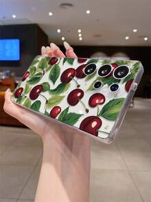 1 件清新时尚樱桃叶印花透明 TPU 软手机壳，防刮防指纹保护套，兼容三星、Nothing、Pixel、INFINIX、Redmi，带相机镜头保护 - 彩色 - 查看 8