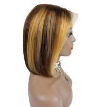 Eulisi Highlight Bob Wig Human Hair Wear And Go Glueless 4/27 Highlight Bob Lace Front Wig Human Hair Pre Plucked Bob 13X4 HD Lace Frontal Wig With Baby Hair Ombre Brown Honey Blonde Bob Wigs For Black Women 8-14 Inch - Piano Color - View 15