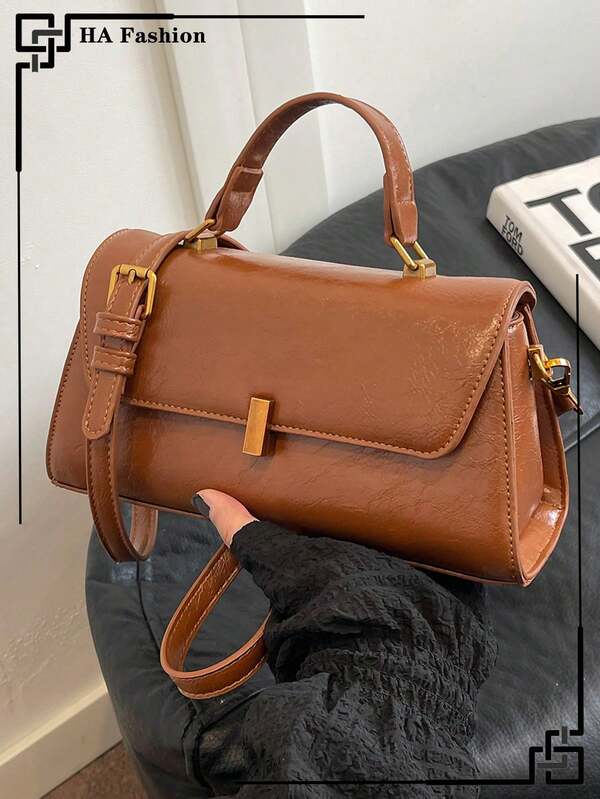 Vintage Suede-Like Fashion Women Handbag With PU Leather Patchwork, Small Square Shoulder Bag For Daily Commute