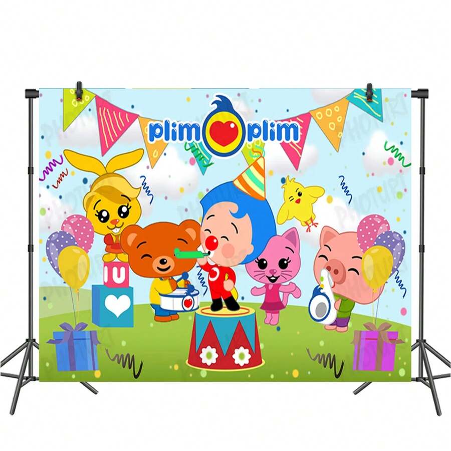 Cute Plim Plim Backdrop Kids Birthday Party Photography Banner Cartoon Pig Bear Photo Background Rainbow Tapestry (Multiple Styles) - Style - 查看 1