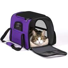 Secure Zipper Anti-Escape Pet Carrier Backpack | Spacious Ventilated Foldable Cat/Dog Travel Bag | Car & Airline Approved Collapsible Cage With Breathable Design - Màu tím - Xem 9