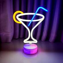 1 件鸡尾酒形 LED 霓虹灯，外星人，鸡尾酒 LED 灯适用于家庭卧室墙壁装饰，适用于房间、露营、酒吧、影响者直播、生日派对、求婚、情人节、母亲节、游戏室、家居装饰、派对装饰、圣诞节和其他节日装饰和礼物