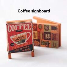 1pc Dollhouse Wooden Sign Mini Chalkboard, Christmas & Miniature Scene Prop, Birthday Gift, Tiny Cafe, Coffee Shop, Ice Cream Store Sign Accessory For DIY Home Decor Christmas Decorations Room Decor