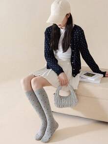 4双随机款女士甜美波点极简JK风过膝袜，Y2k风格，舒适 - 彩色 - 查看 4